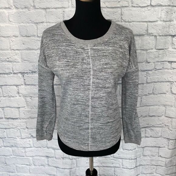 Women XS athletic fit Crewneck Longsleeve drop shoulder top grey - Picture 1 of 9